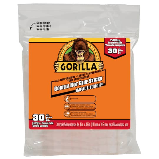 6 Packs: 30 ct. (180 total) Gorilla® Full Size Hot Glue Sticks